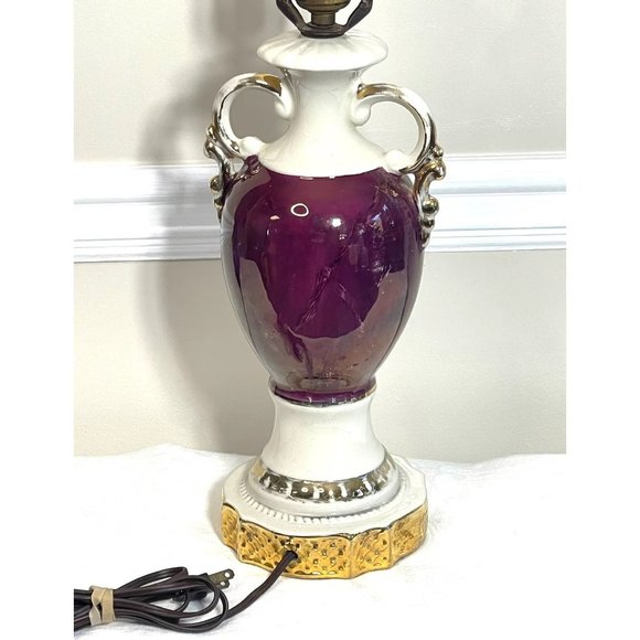 Vintage Porcelain Urn Style Table Lamp Victorian Scene Colonial Couple - Picture 6 of 12